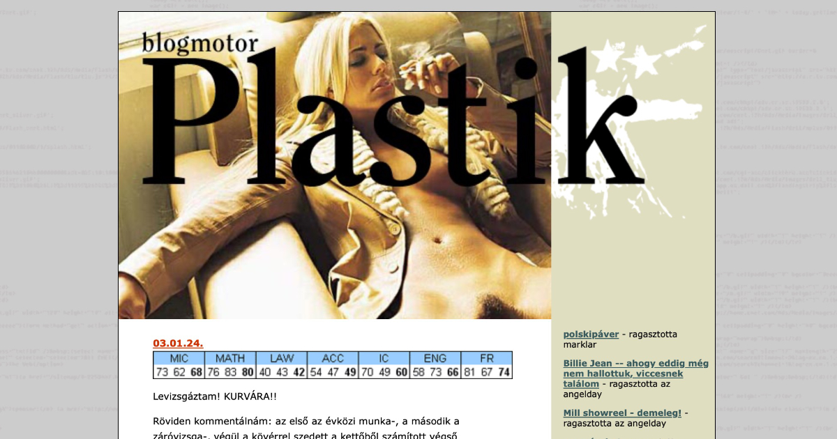 Plastik webdesign screenshot from the past